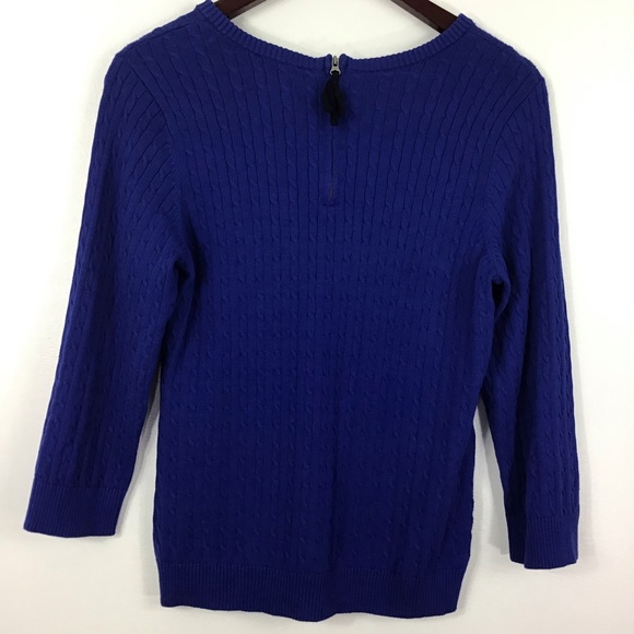 THE LIMITED Navy Crewneck Cable-knit Sweater M - Picture 3 of 6